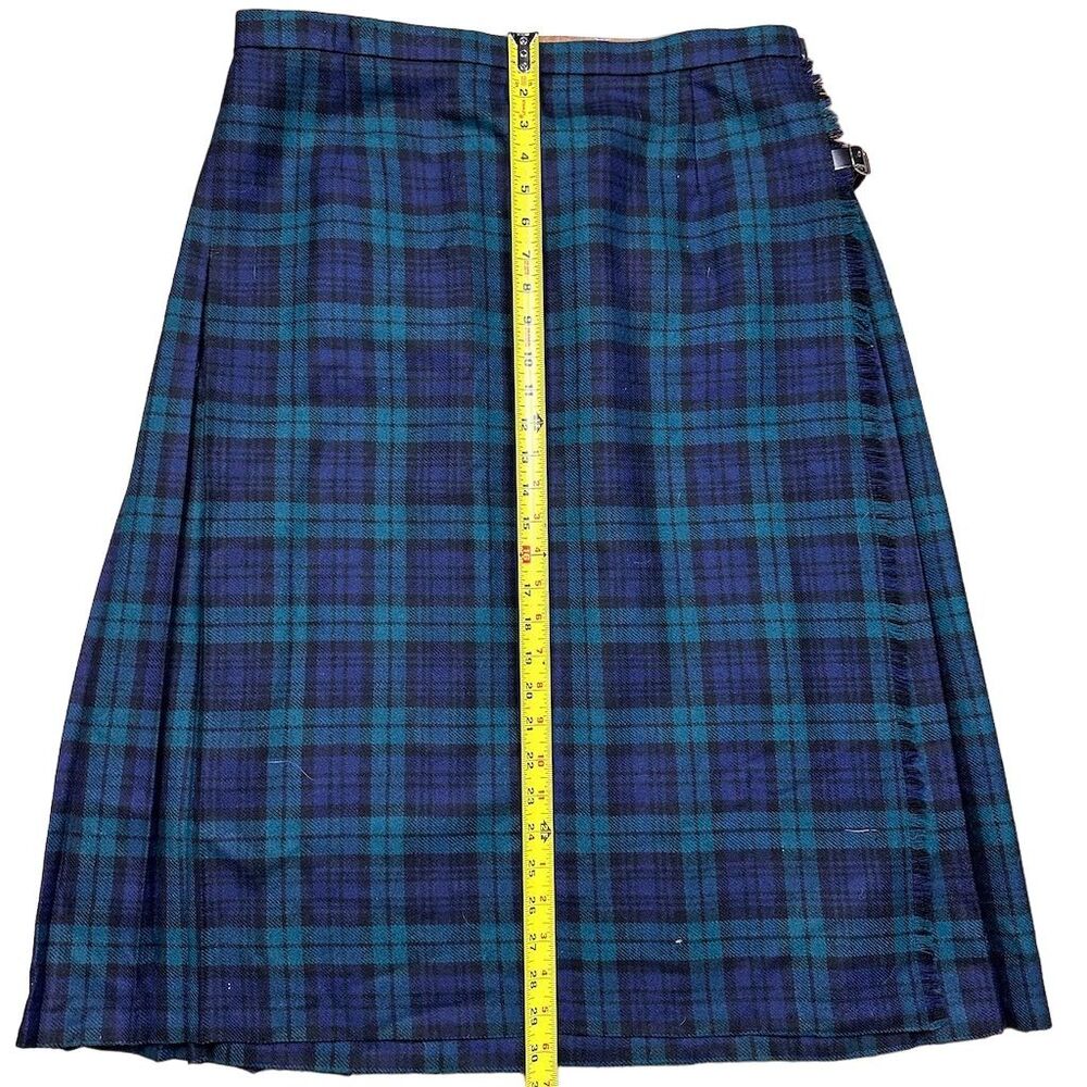 PRICE DROPPED! Blue and Green Plaid A-Line Skirt - Picture 3 of 8